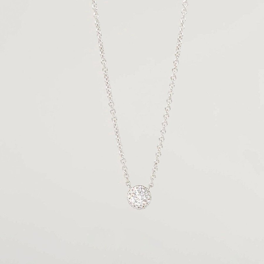 0.14TCW Round Moissanite Halo Necklace