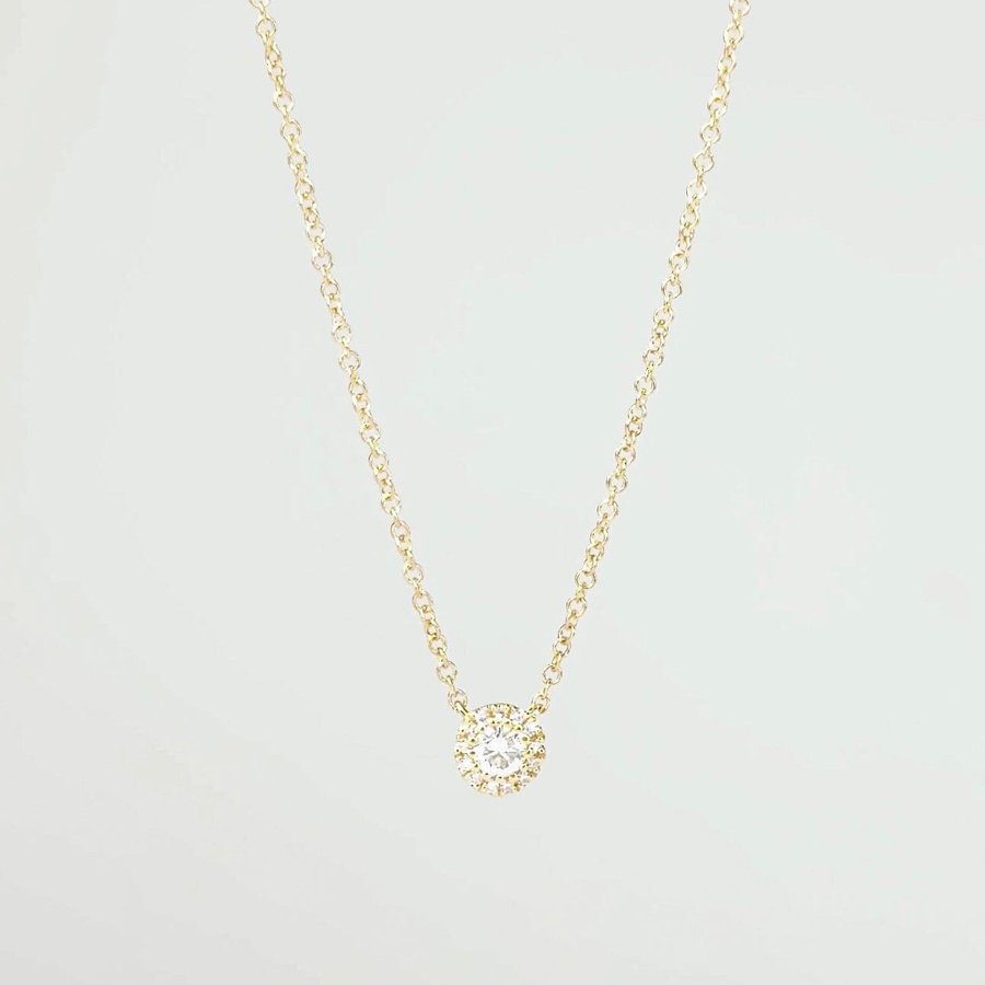 0.14TCW Round Moissanite Halo Necklace