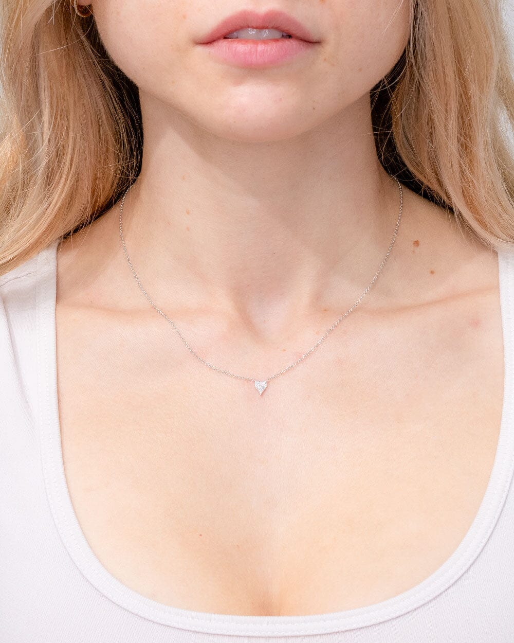 0.05TCW Round Moissanite Heart Necklace