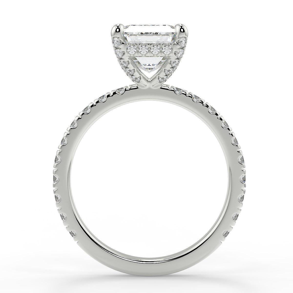 2.53 CT Emerald Moissanite Hidden Halo Pave Setting Engagement Ring