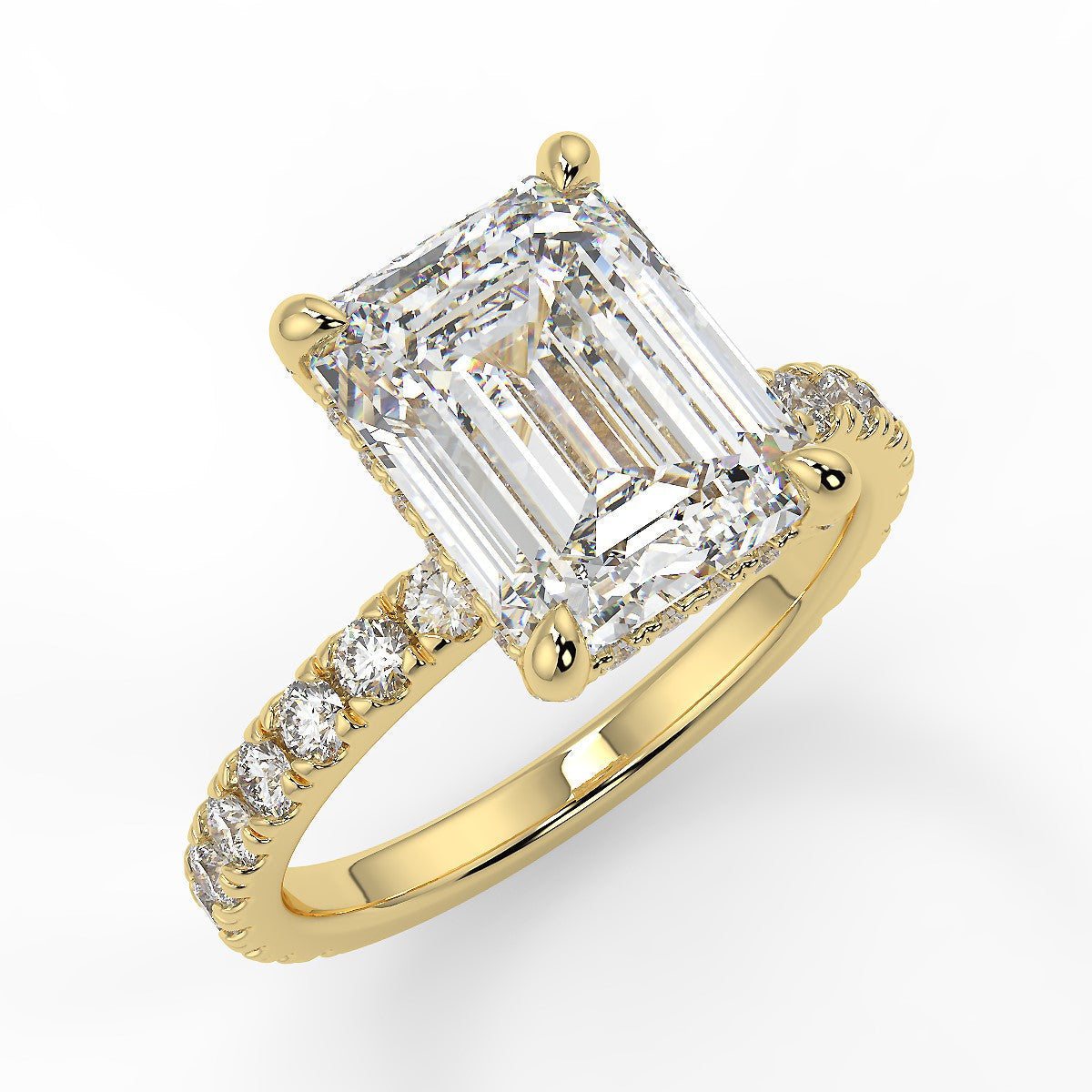 2.53 CT Emerald Moissanite Hidden Halo Pave Setting Engagement Ring