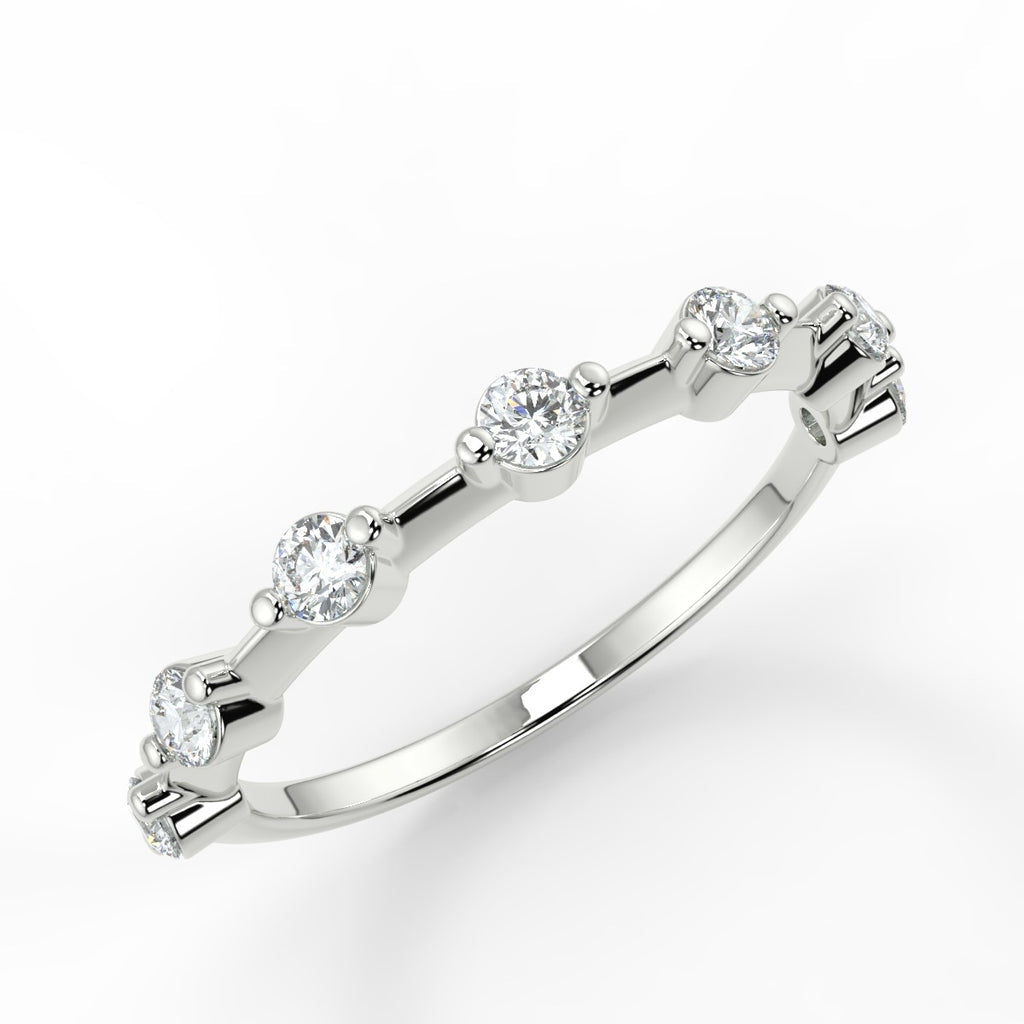 0.28 TCW Round Moissanite Dainty Wedding Band