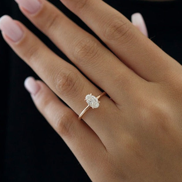 1.70ct Oval Moissanite Solitaire Diamond Engagement Ring