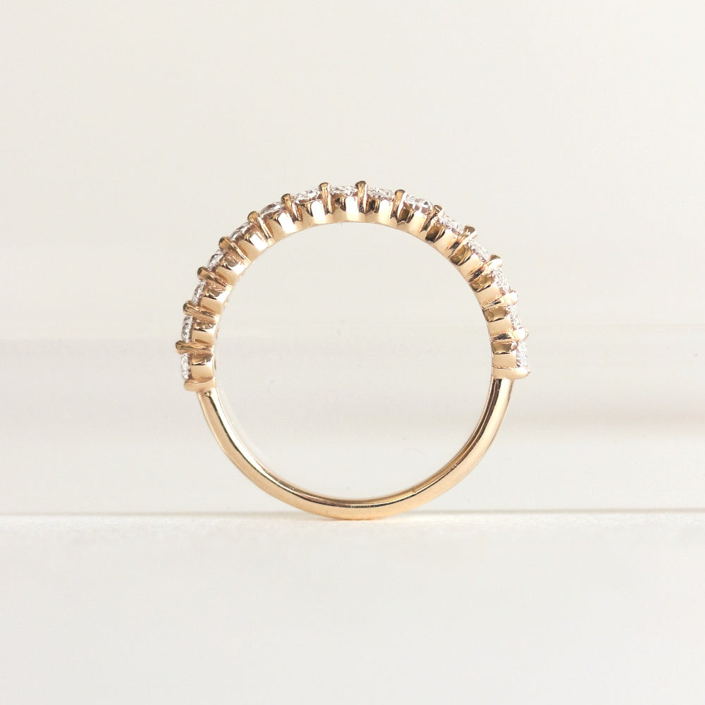 0.54 TCW Oval Moissanite Half Eternity Wedding Band