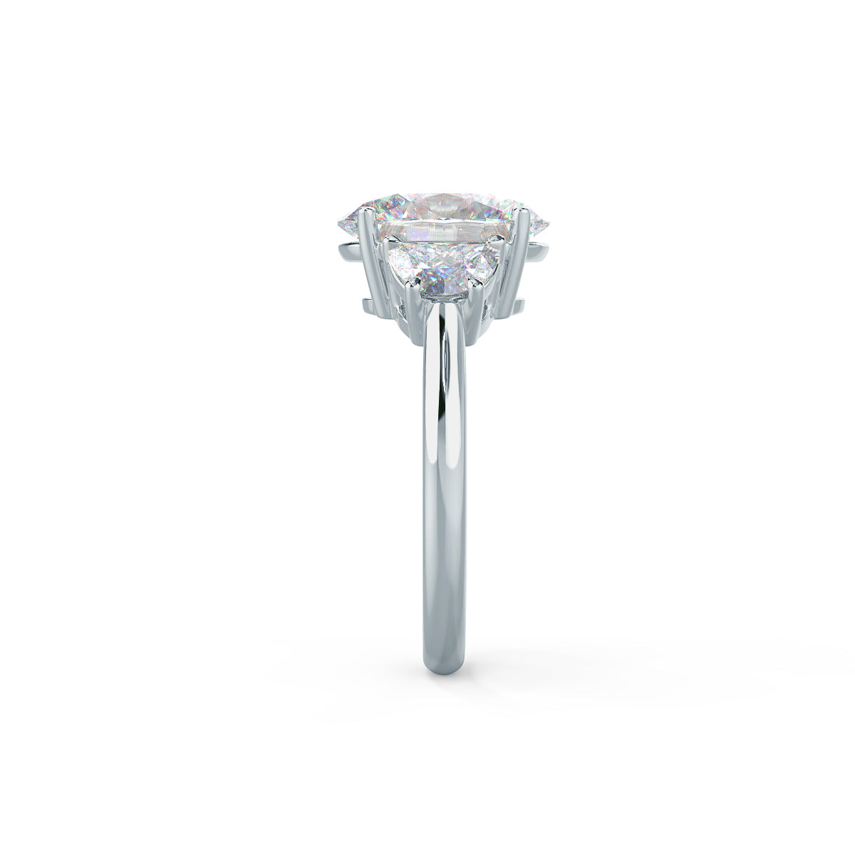 2.25CT Oval Cut Moissanite Half Moon Diamond Engagement Ring