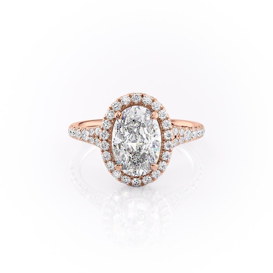 2.10 CT Oval Halo Split Shank Pave Setting Moissanite Engagement Ring