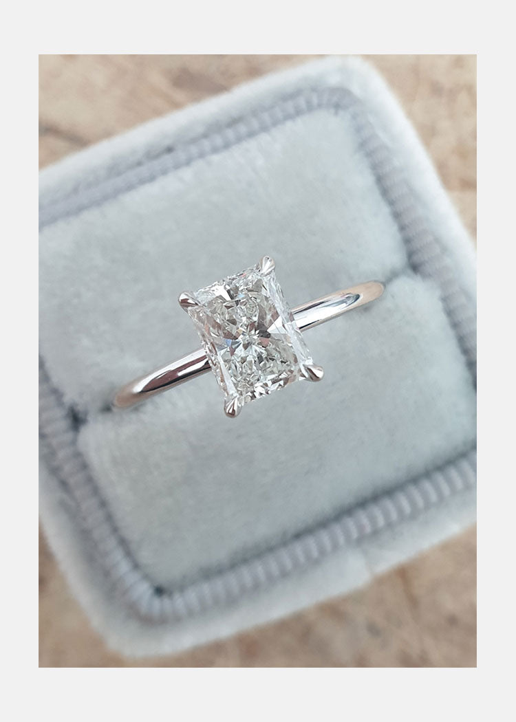 1.0ct Radiant Cut Moissanite Solitaire Diamond Engagement Ring