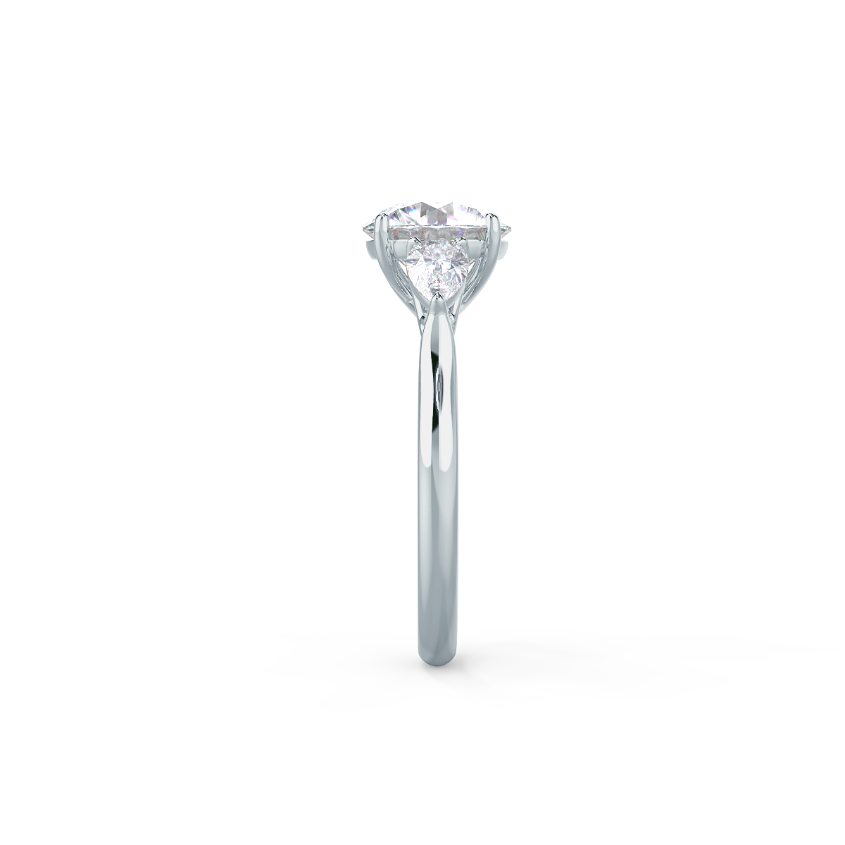 2.0CT Round & Pear Cut Moissanite 3 Stone Engagement Ring