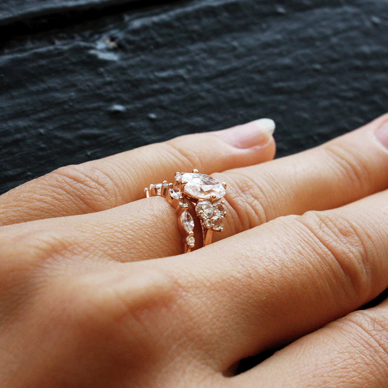 Marquise and Round Cut Half Eternity Wedding Band