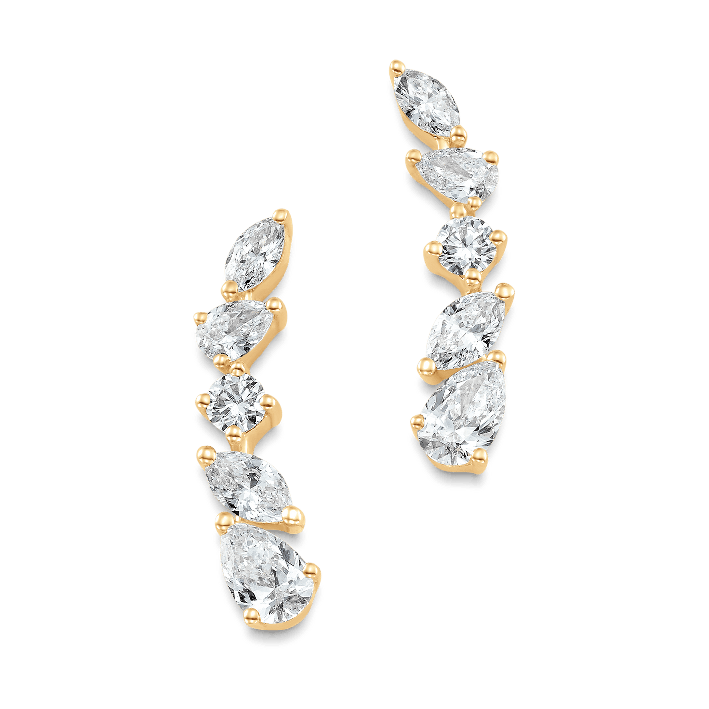 0.63 TCW Pear, Marquise & Round Moissanite Diamond Ear Crawlers Earrings
