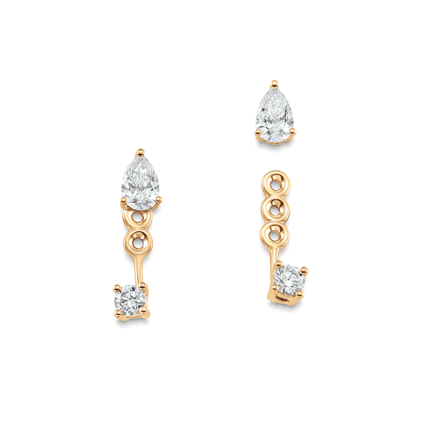 0.80 TCW Pear & Round Moissanite Diamond Ear Jacket Earrings