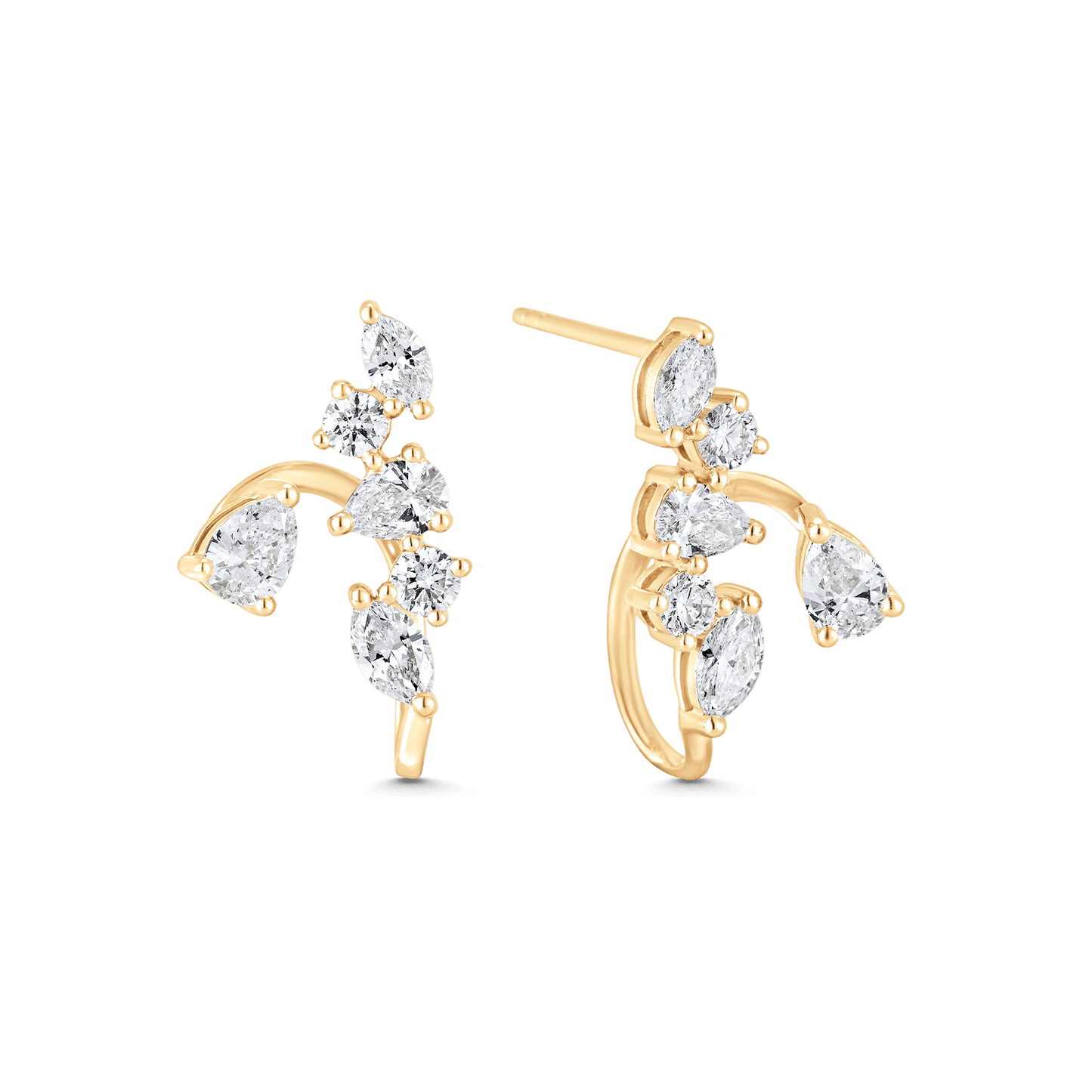 1.34 TCW Pear, Round & Marquise Moissanite Diamond Ear Jacket Earrings