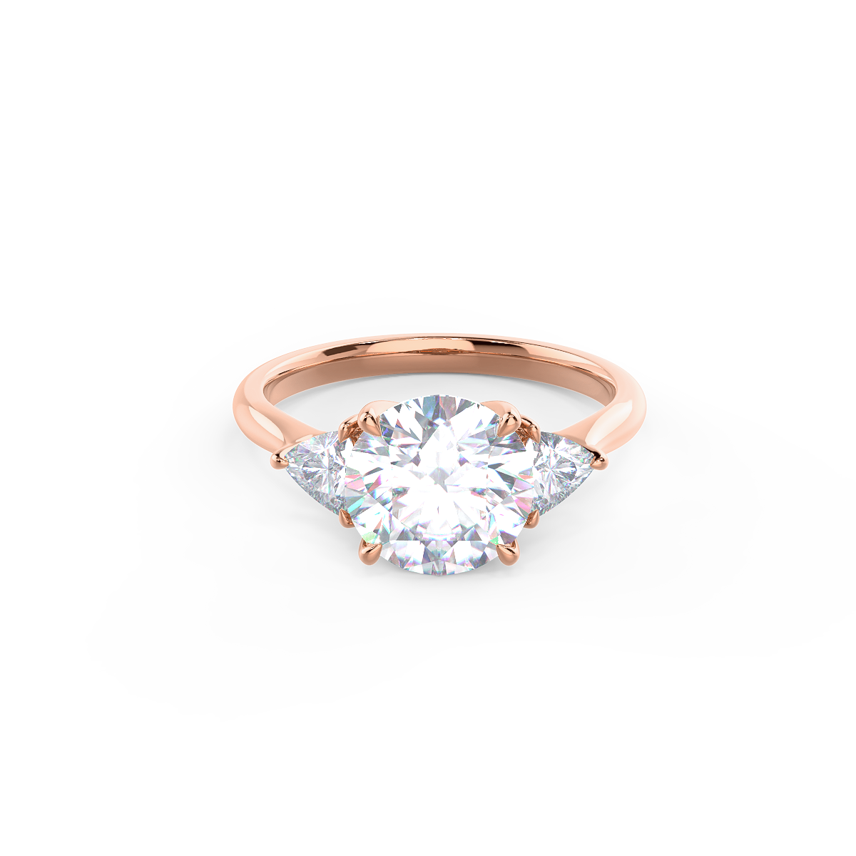 2.0CT Round Brilliant Cut Moissanite Trillion Diamond Engagement Ring