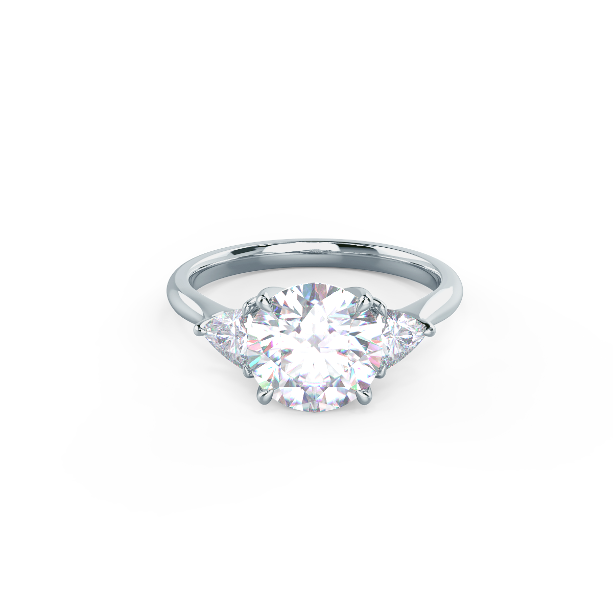 2.0CT Round Brilliant Cut Moissanite Trillion Diamond Engagement Ring
