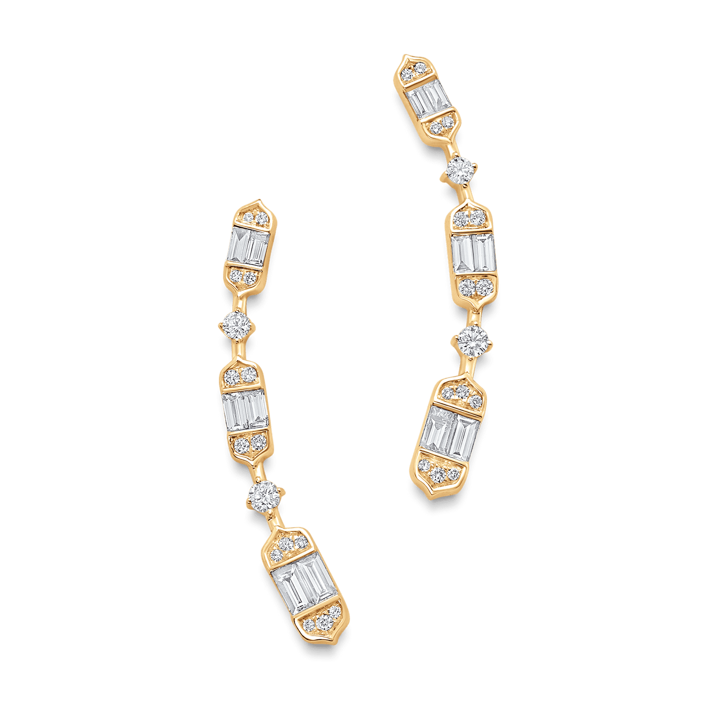 0.46 TCW Round & Baguette Moissanite Diamond Ear Crawler Earrings