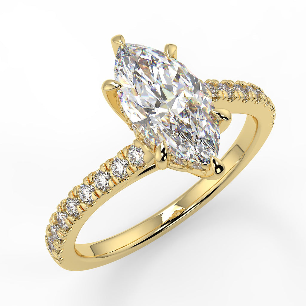 0.90 CT Marquise Moissanite Pave Setting Engagement Ring