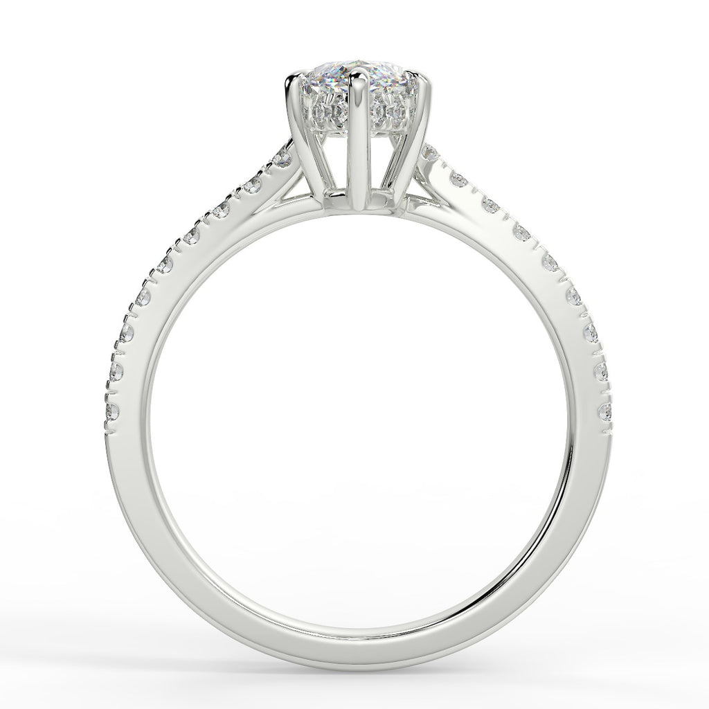 0.90 CT Marquise Moissanite Pave Setting Engagement Ring