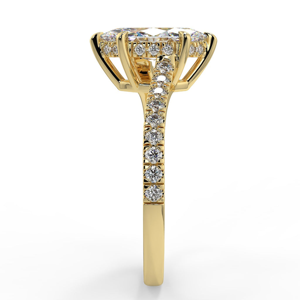 0.90 CT Marquise Moissanite Pave Setting Engagement Ring