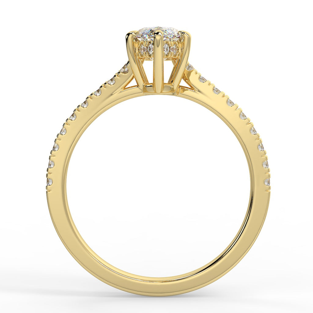 0.90 CT Marquise Moissanite Pave Setting Engagement Ring