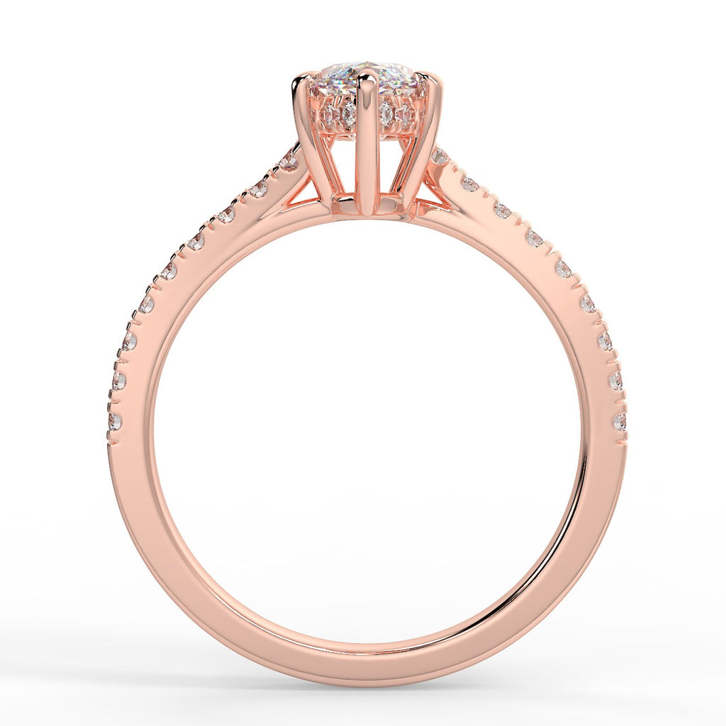 0.90 CT Marquise Moissanite Pave Setting Engagement Ring