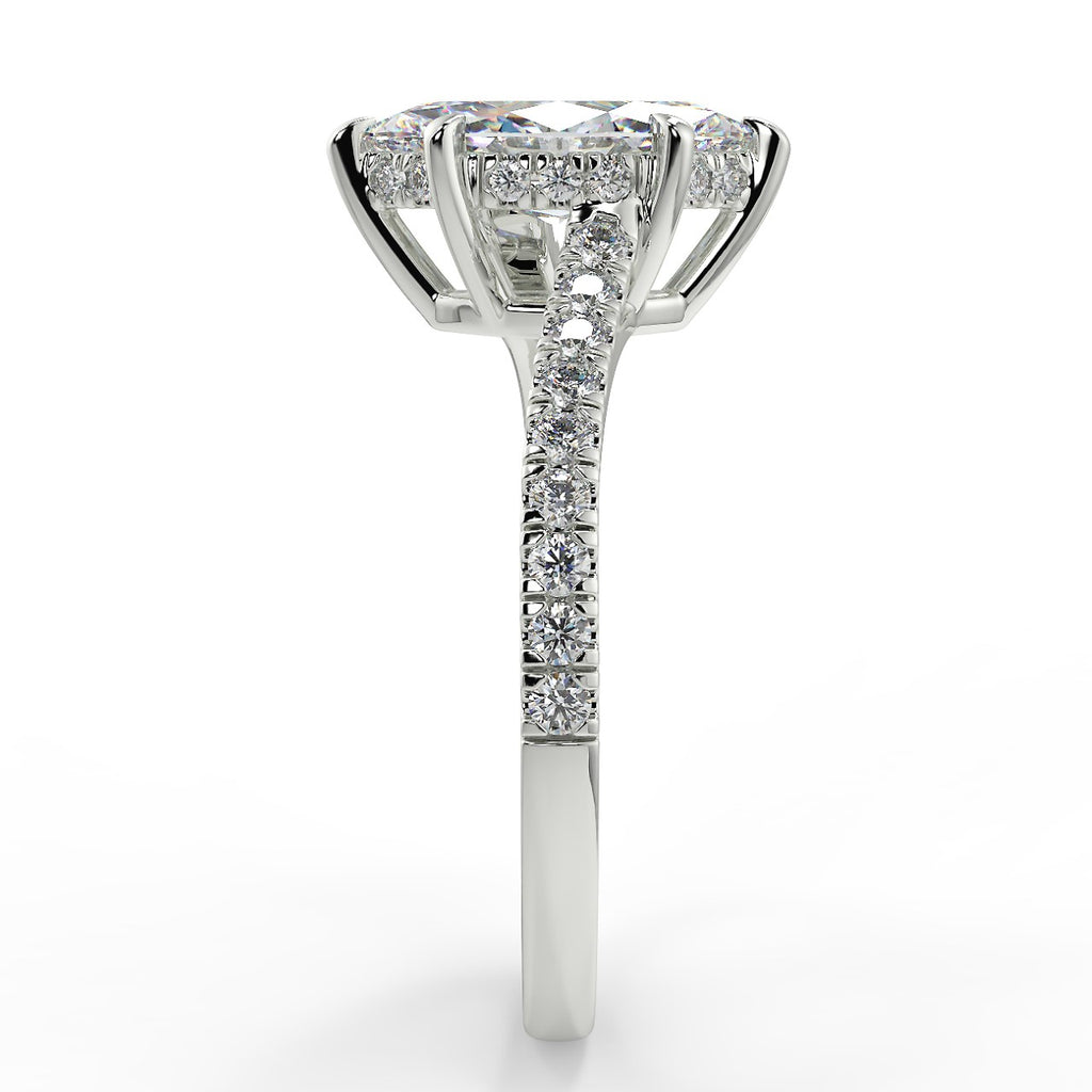 0.90 CT Marquise Moissanite Pave Setting Engagement Ring
