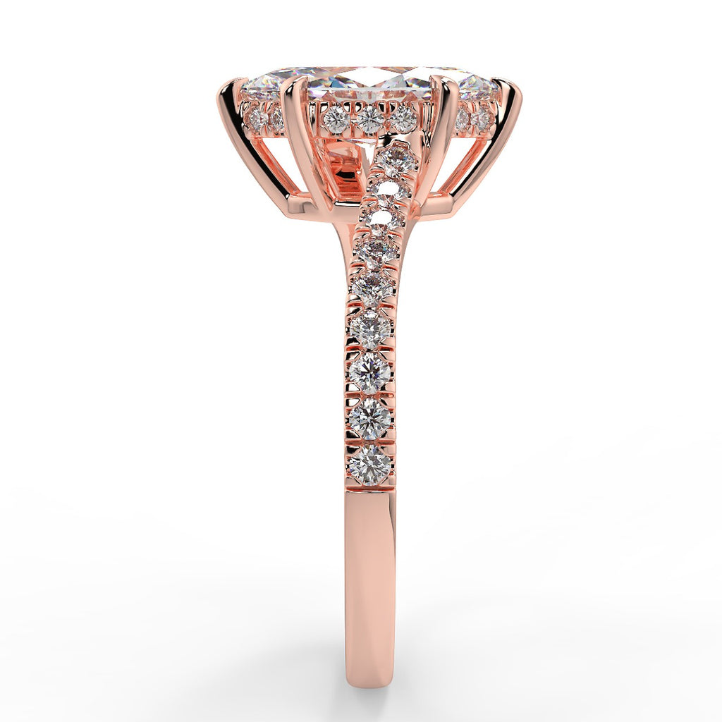 0.90 CT Marquise Moissanite Pave Setting Engagement Ring