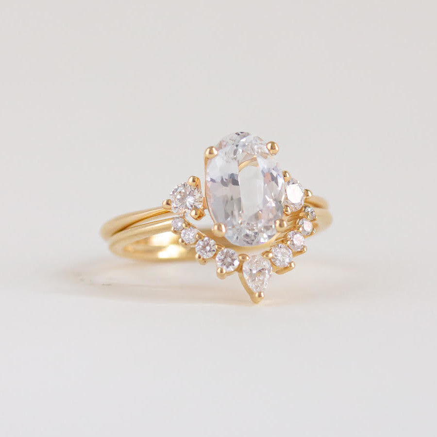 0.22 TCW Pear & Round Moissanite Curved Wedding Band