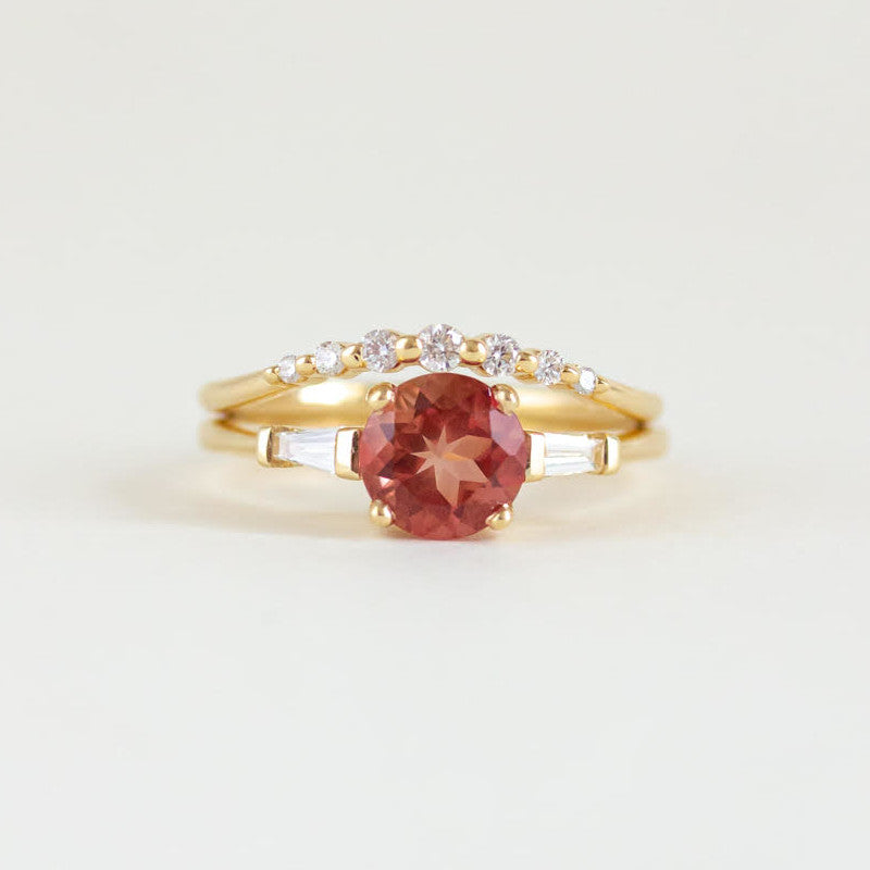 0.12 TCW Round Moissanite Curved Wedding Band