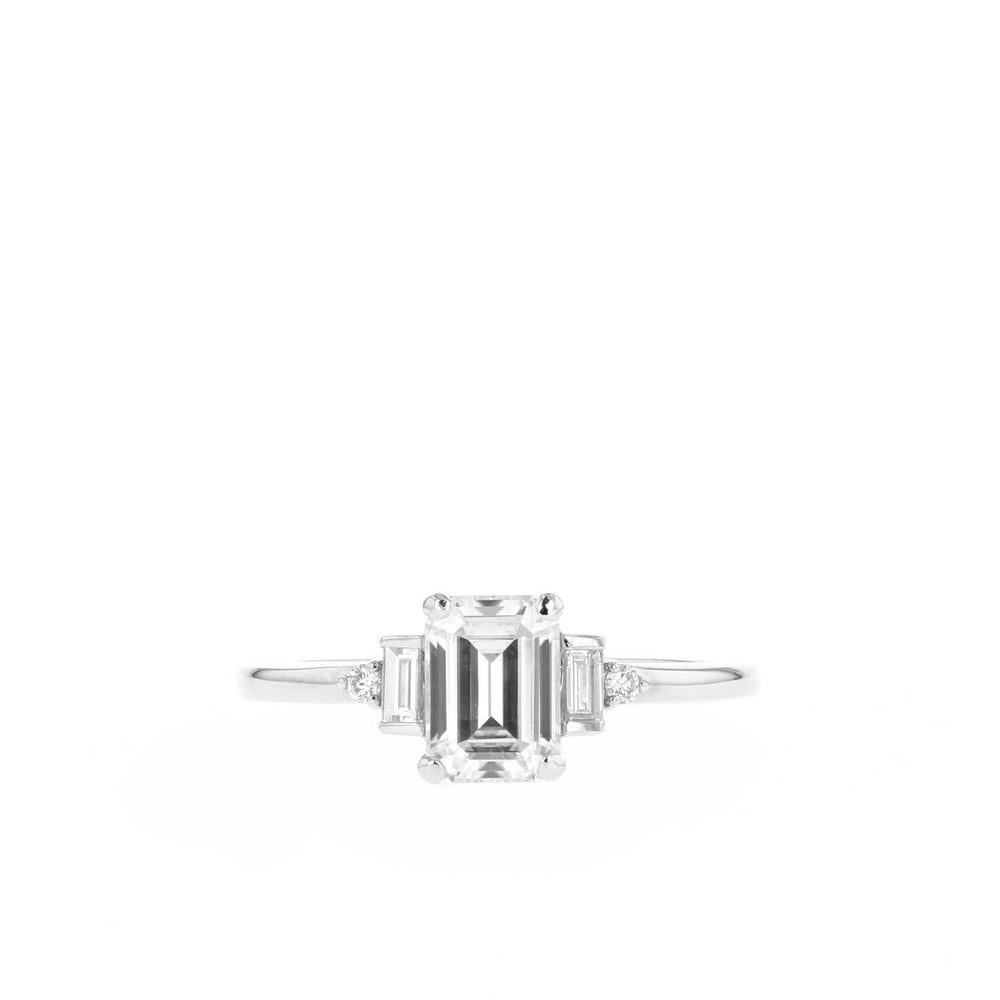 1.10CT Emerald Cut Moissanite Five Stone Diamond Engagement Ring