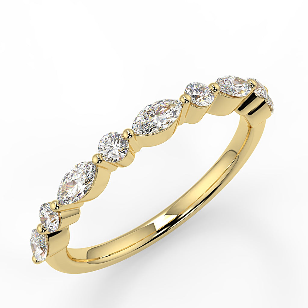 0.95 TCW Round & Marquise Moissanite Alternative Stone Wedding Band