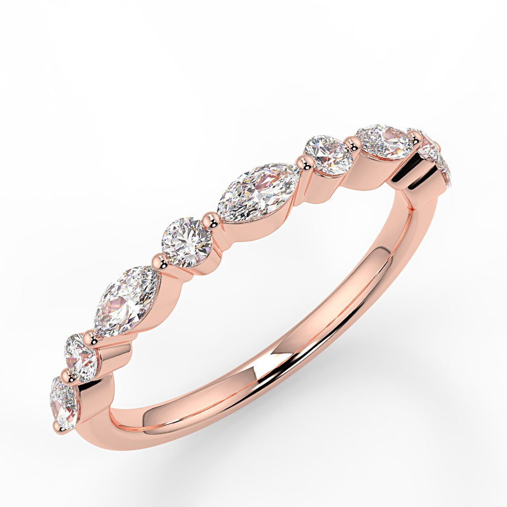 0.95 TCW Round & Marquise Moissanite Alternative Stone Wedding Band