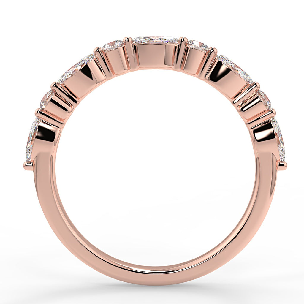 0.95 TCW Round & Marquise Moissanite Alternative Stone Wedding Band