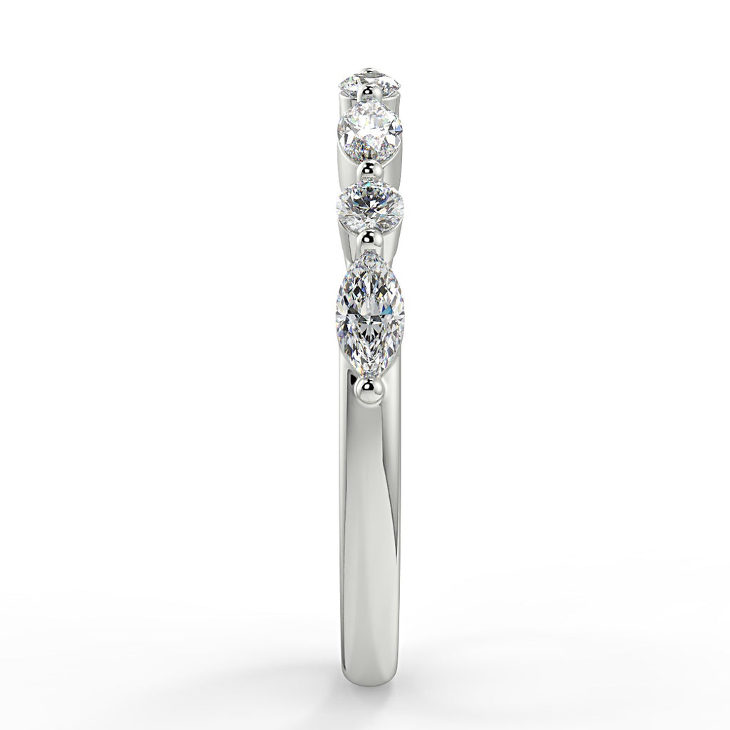 0.95 TCW Round & Marquise Moissanite Alternative Stone Wedding Band
