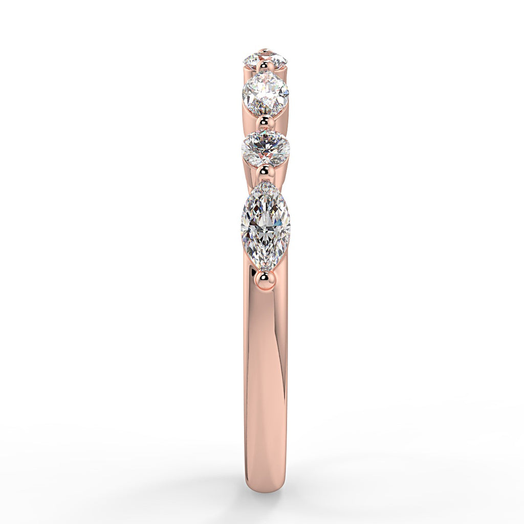 0.95 TCW Round & Marquise Moissanite Alternative Stone Wedding Band
