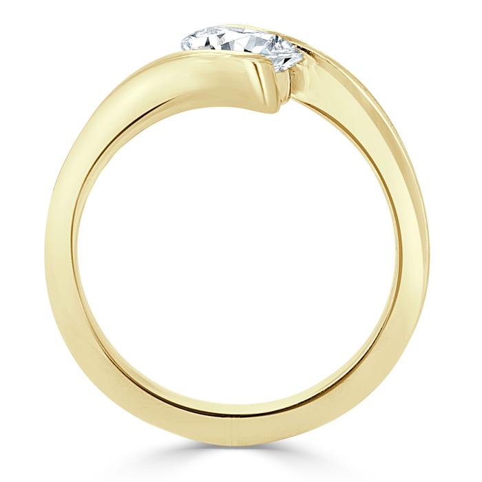 0.75 CT Oval Cut Solitaire Bypass Setting Moissanite Engagement Ring