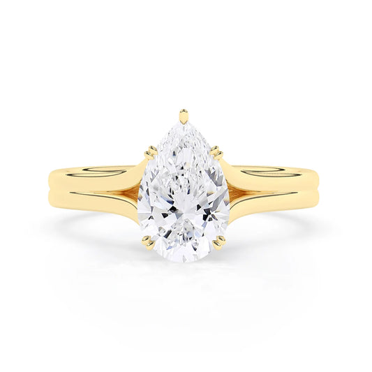 3.0 CT Pear Cut Solitaire Split Shank Setting Moissanite Engagement Ring