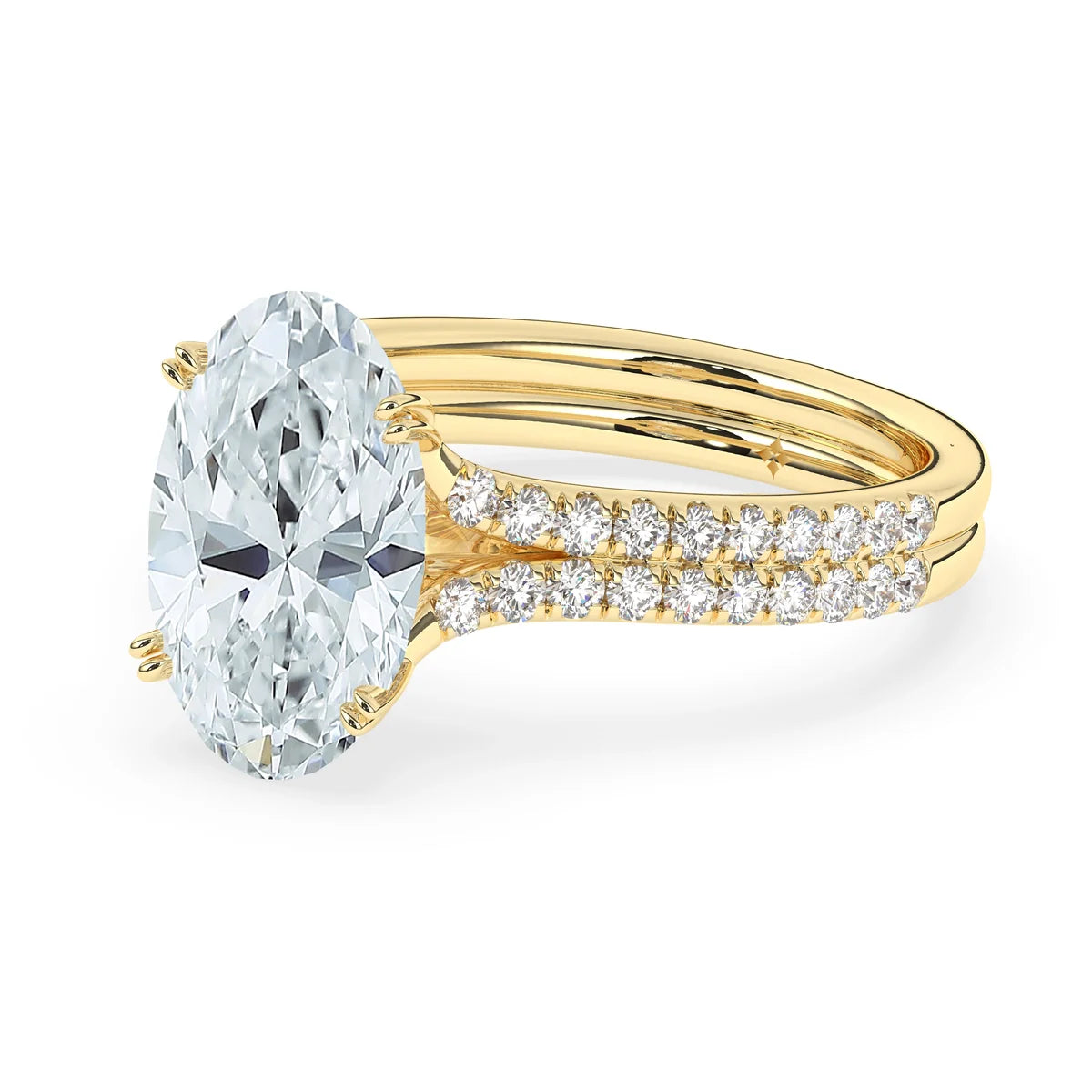 3.0 CT Oval Cut Moissanite Diamond Split-Shank Engagement Ring