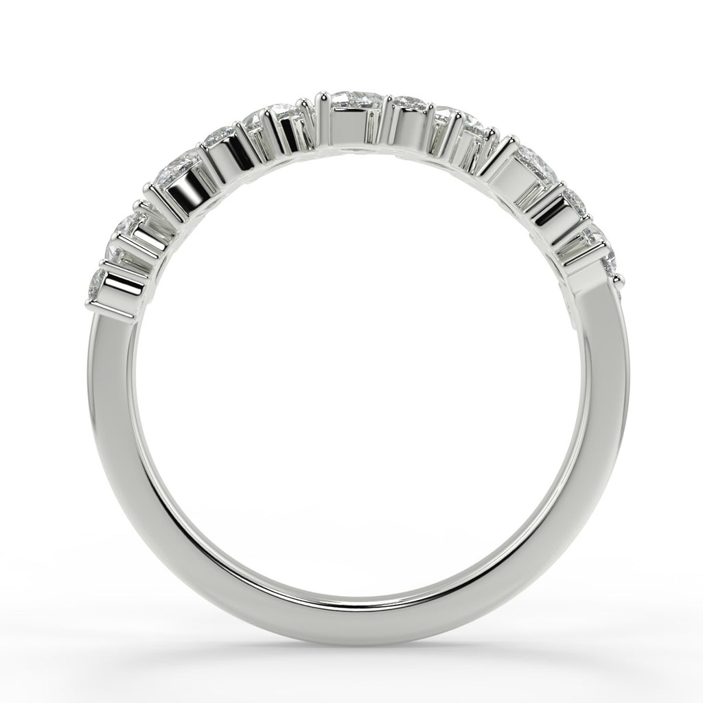 0.66 TCW Round & Pear Moissanite Cluster Style Wedding Band