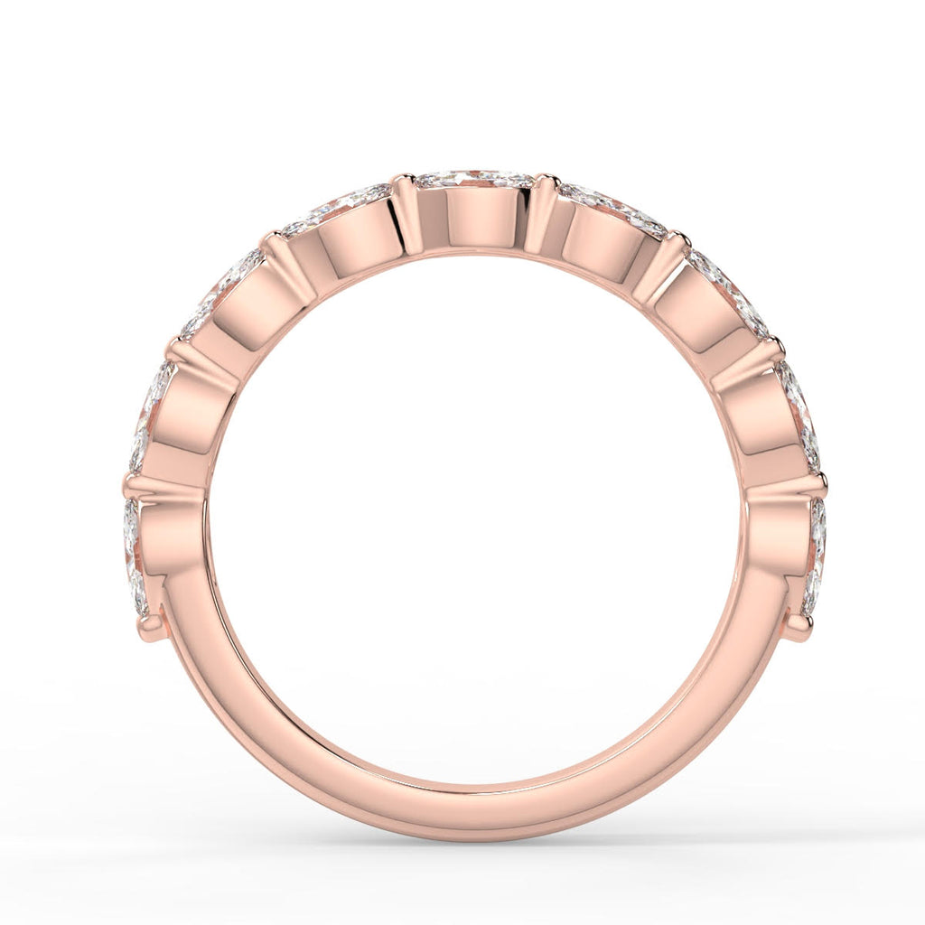 0.47 TCW Marquise Moissanite Bubble Prong Setting Wedding Band