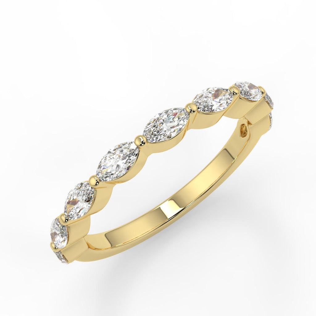 0.47 TCW Marquise Moissanite Bubble Prong Setting Wedding Band