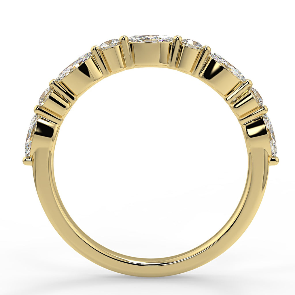 0.47 TCW Marquise Moissanite Bubble Prong Setting Wedding Band
