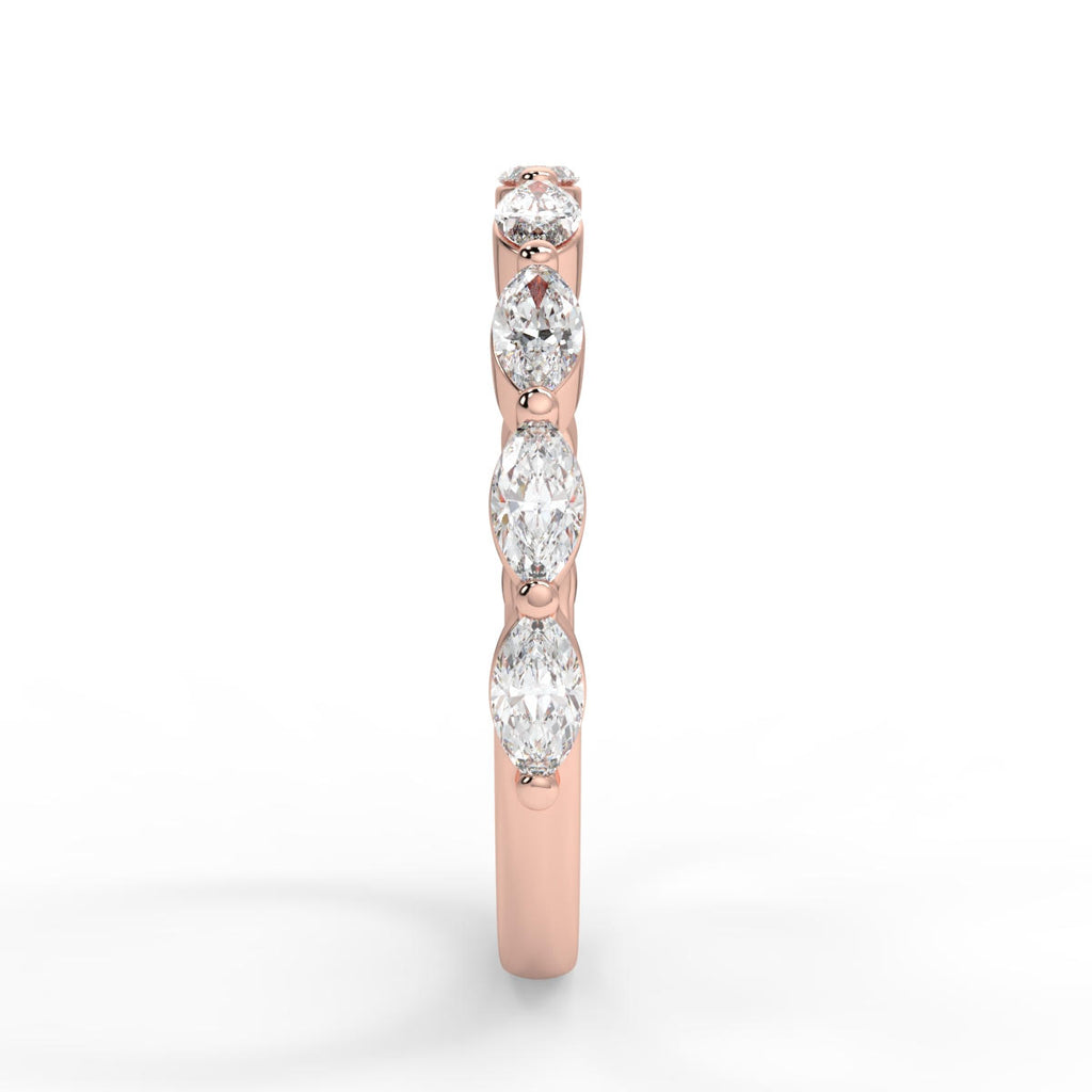 0.47 TCW Marquise Moissanite Bubble Prong Setting Wedding Band