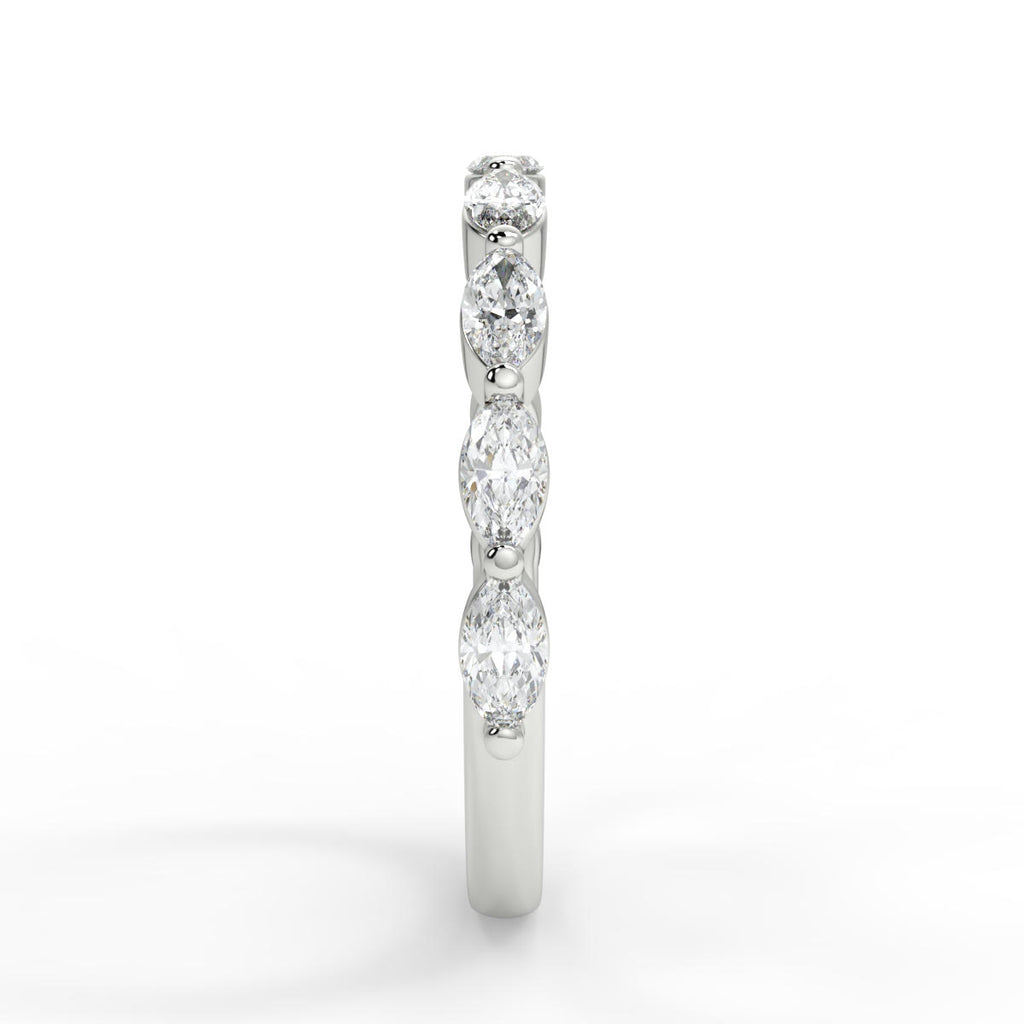0.47 TCW Marquise Moissanite Bubble Prong Setting Wedding Band