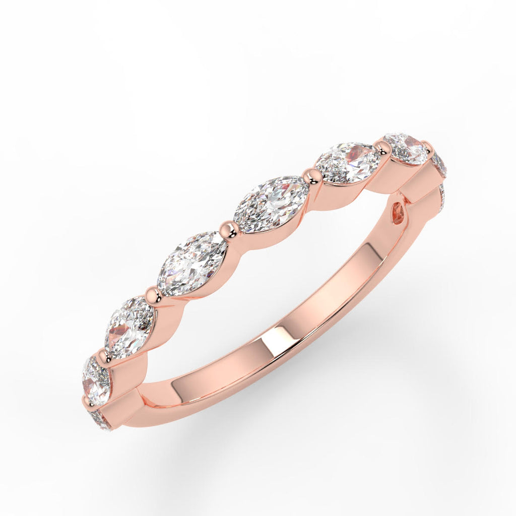 0.47 TCW Marquise Moissanite Bubble Prong Setting Wedding Band