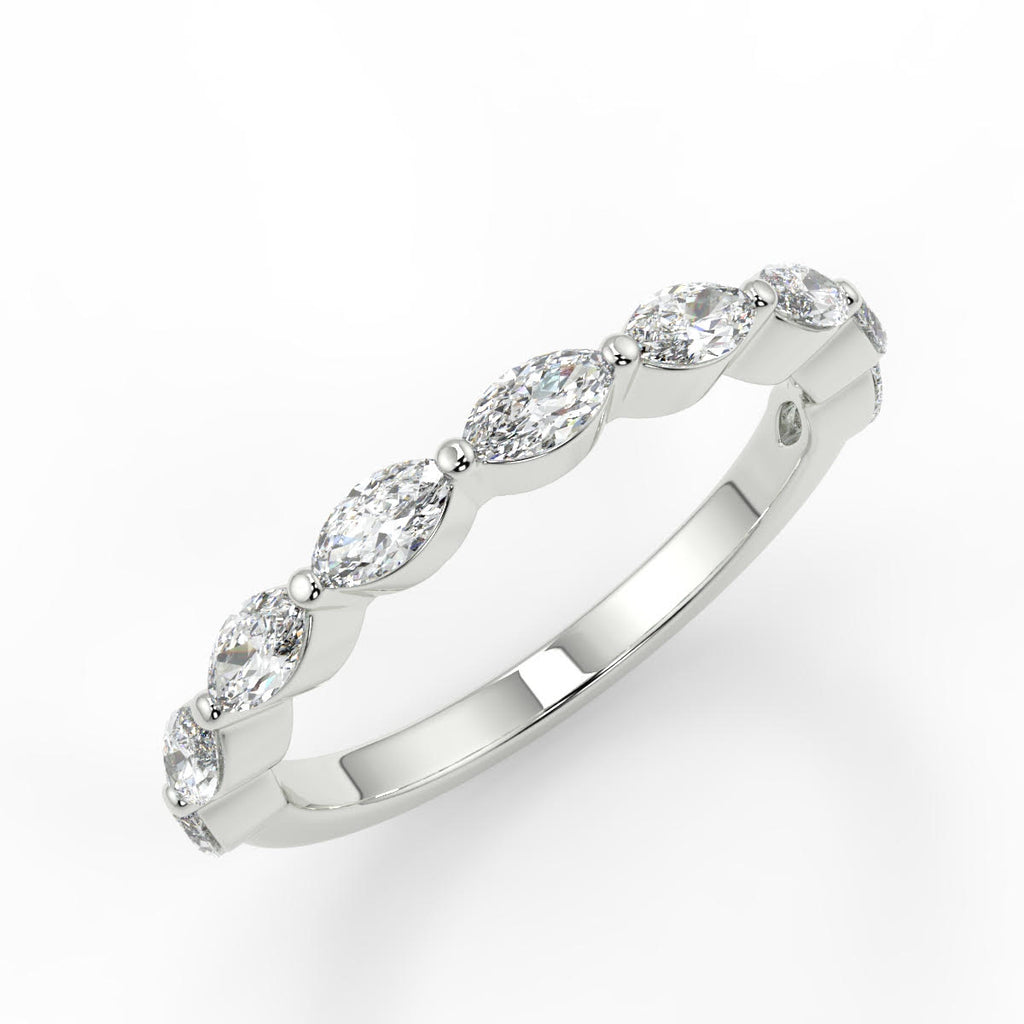 0.47 TCW Marquise Moissanite Bubble Prong Setting Wedding Band
