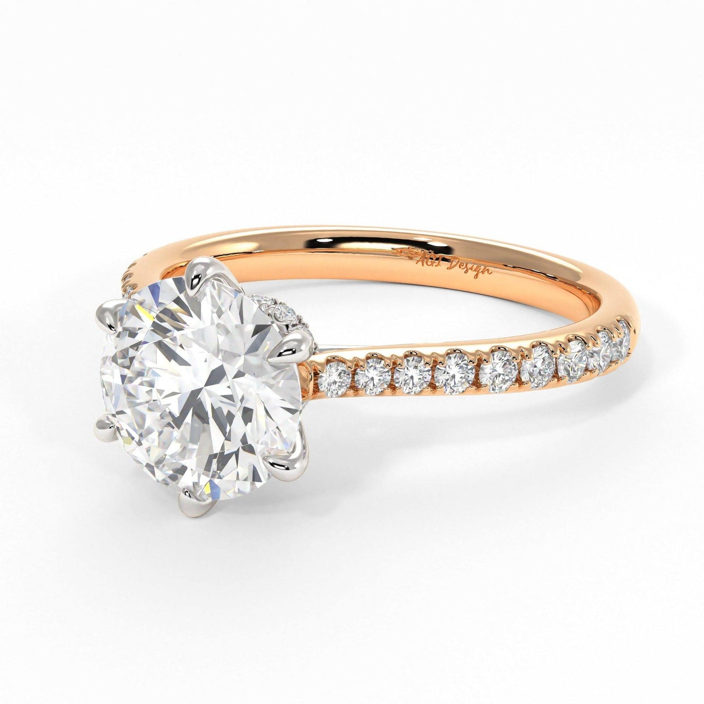1.50ct Round Brilliant Diamond Hidden Halo Moissanite Engagement Ring
