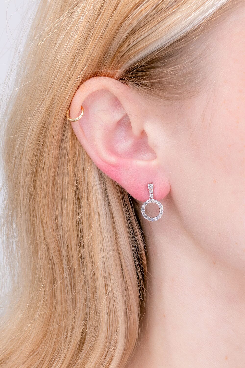 0.75TCW Round Moissanite Circle Earrings