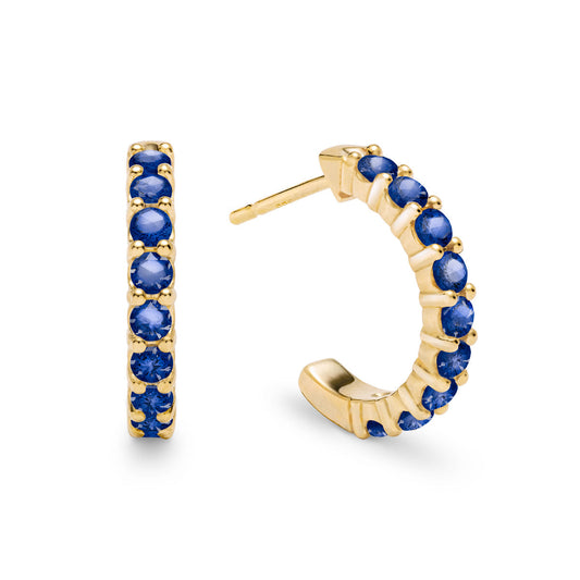 1.08TCW Round Sapphire Gemstone Moissanite September Birthstone Hoop Earrings
