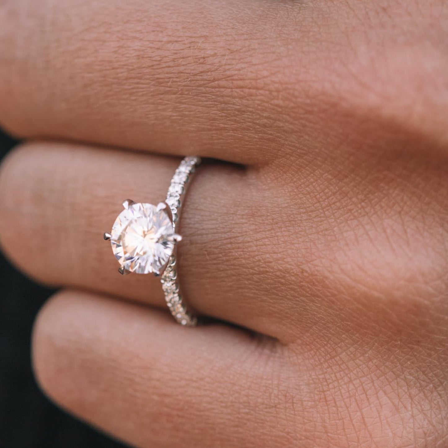 1.35 ct Round cut Moissanite Engagement Ring