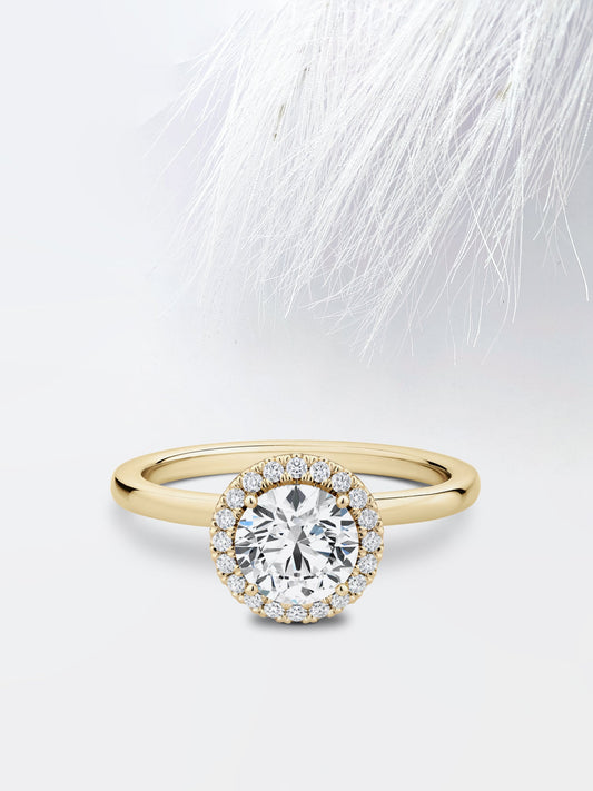 0.75CT Round Cut Halo Moissanite Diamond Engagement Ring For Her